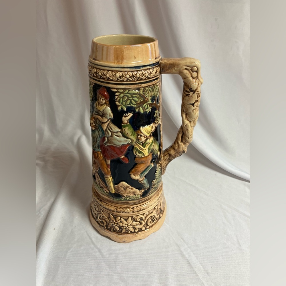 Artisan Ceramic Stein with Colorful Design